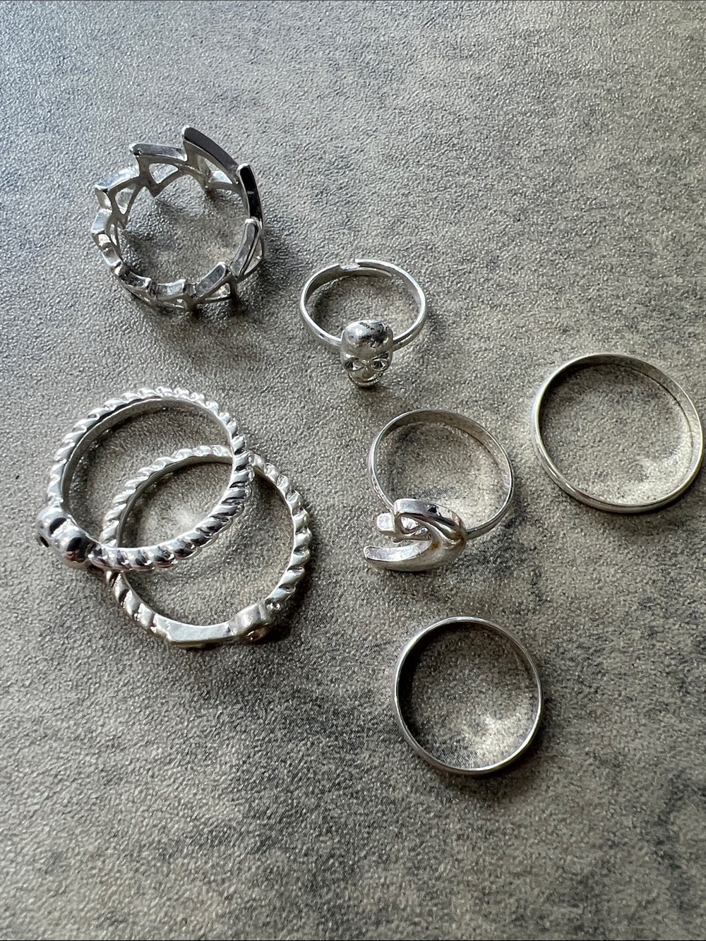 Silver  covered Mixed Stackable Rings - Silver